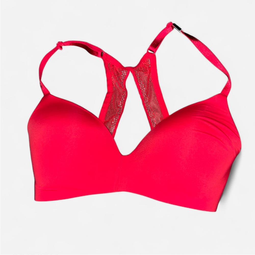 Victoria's Secret Lightly-Lined Wireless Shimmer Lace Back Bra 32DD - Picture 4 of 7